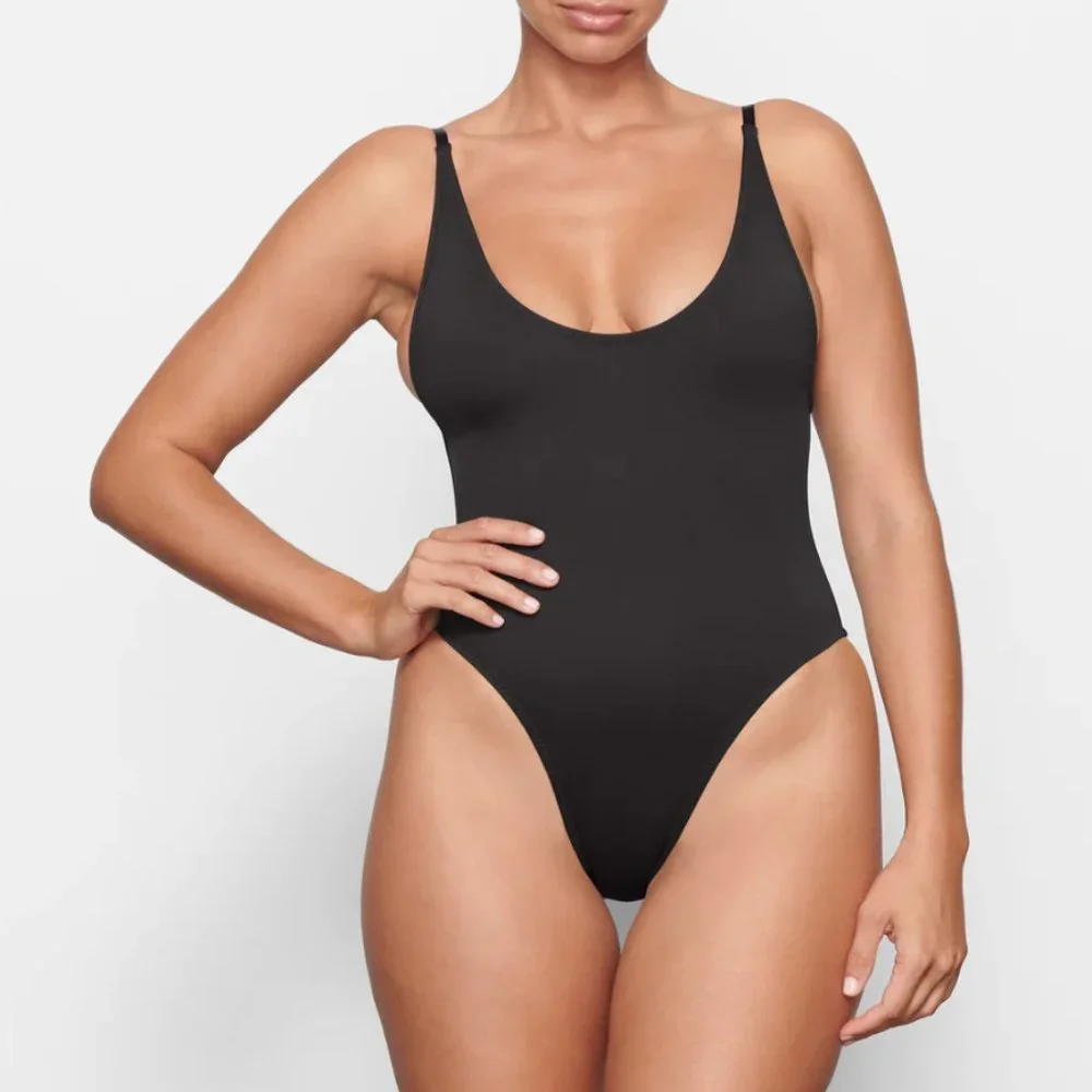 SKIMS Signature Swim Scoop Neck One Piece in Onyx (Size 2X)
